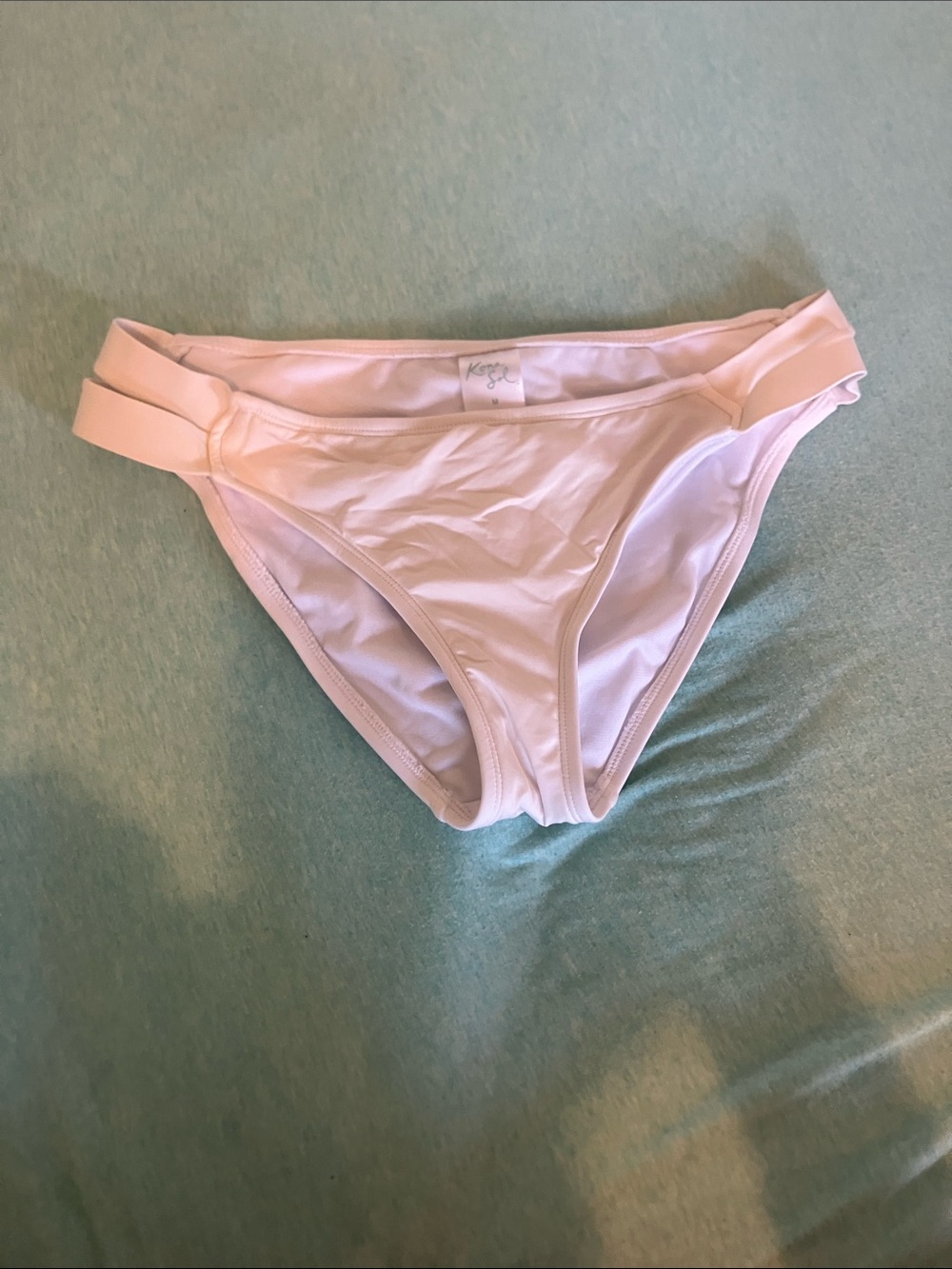 Women's White Bikini Bottoms with Waist Detail